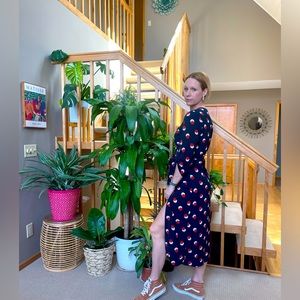 Polka Dot Retro Button Wrap Midi Dress